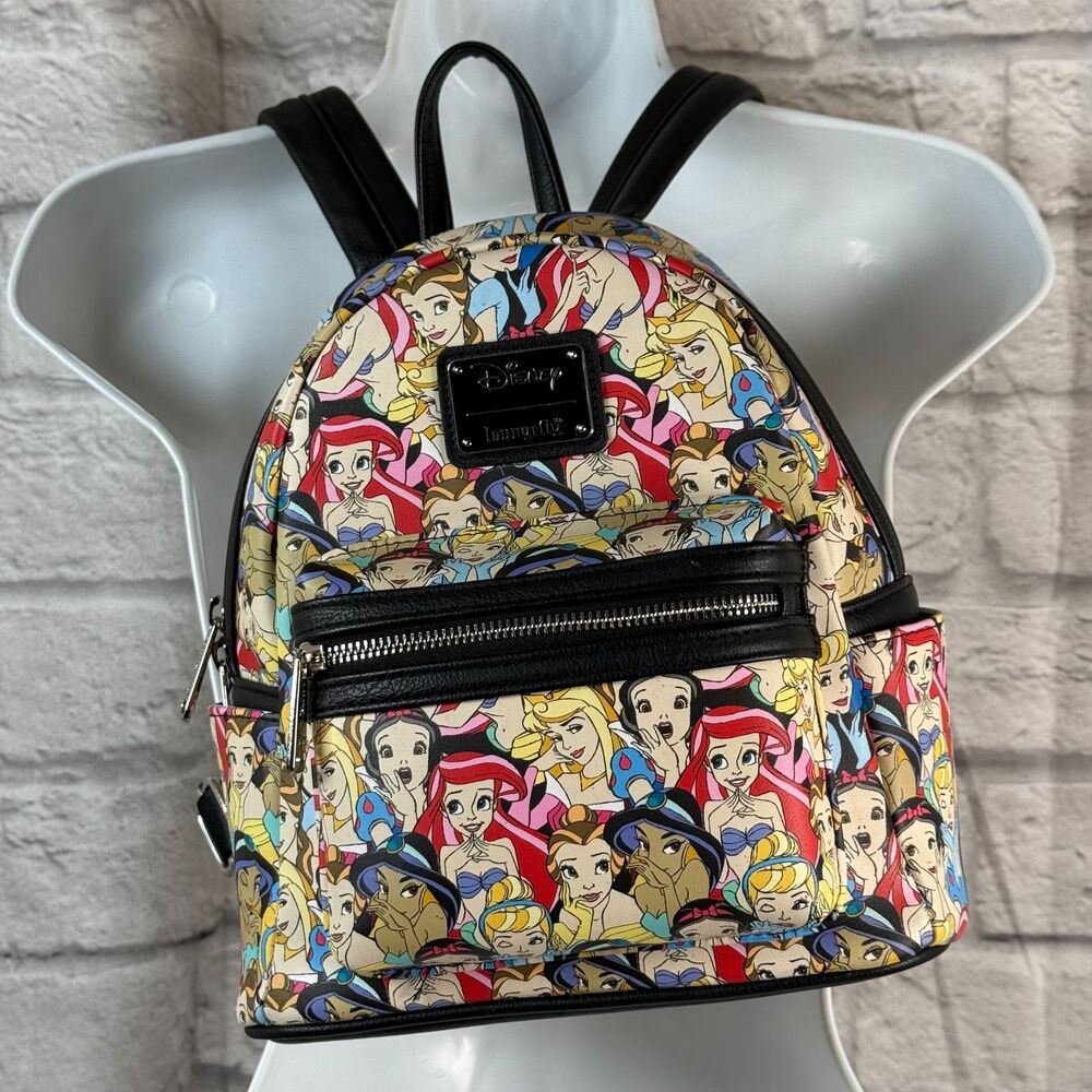 Loungefly Disney Princesses Backpack Purse All Over Print Ariel Snow White Belle